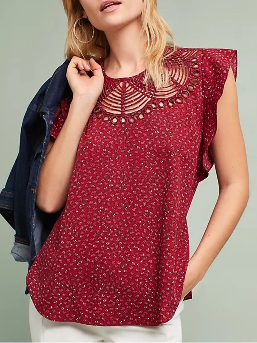 Anthropologie Ranna Gill Markie Flutter Blouse Top XS